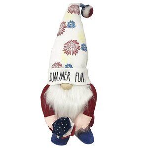 Rae Dunn Patriotic Plush Gnome Figurine Decor - 7 x 5.25 x 19.25 (Summer Fun)